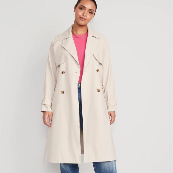 Old Navy Cozy l Double-Breasted Tie-Belt Trench - Picture 3 of 12